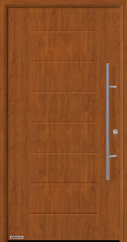 Входная дверь Hormann (Германия) Thermo65, Мотив 015 с декором поверхности под древесину оттенок золотой дуб